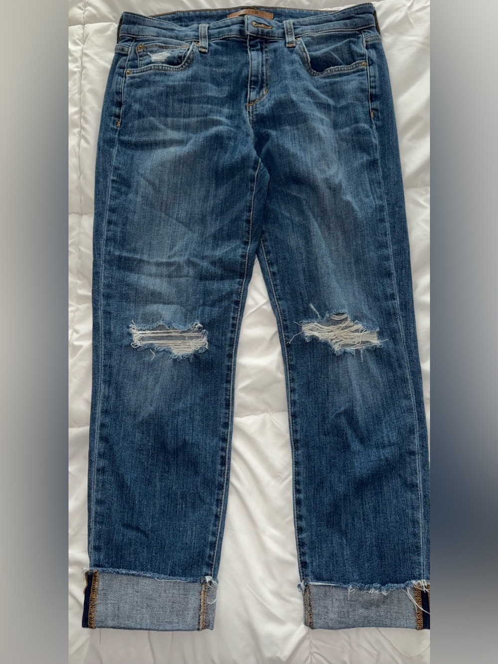 Joe's Jeans Distressed Mid Blue Ankle Crop